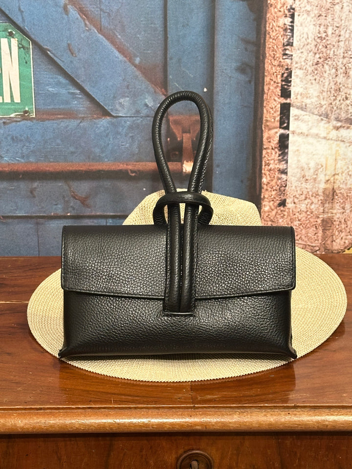 Sac/pochette en cuir grainé noir MADE IN 🇮🇹