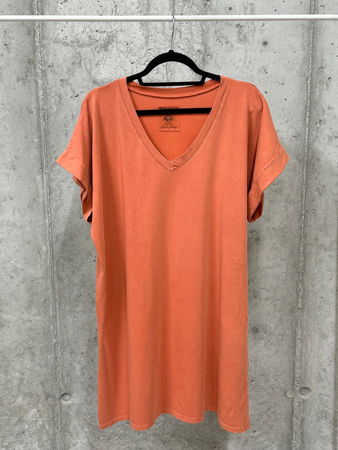 Robe t-shirt  "Chloé" unie &amp; col V (40/44) MADE IN ITALY