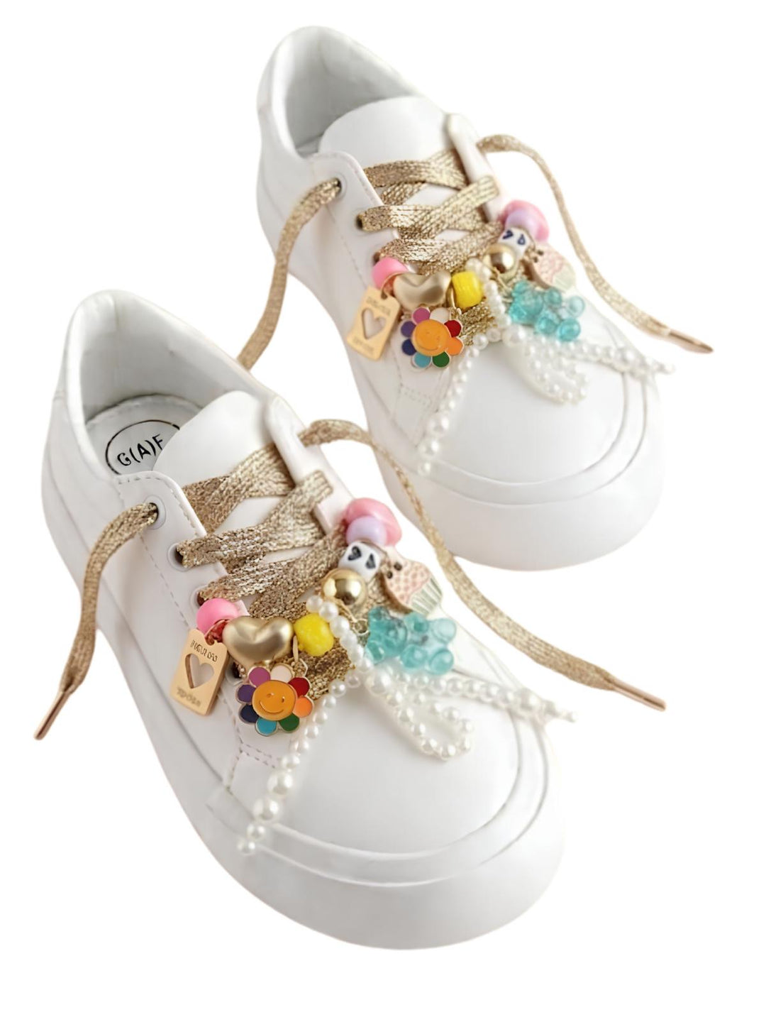 Lacets doré métallisé &amp; charms fantaisies "perles"