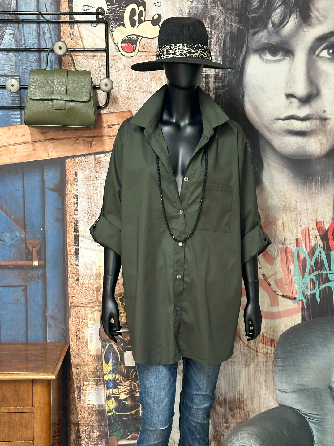 Einfarbiges langes Hemd aus 100% Baumwolle (42/46) MADE IN 🇮🇹