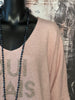 Pull tout doux " Oui mais non" rose vintage