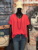 T-shirt basic + size 100% coton col V pink