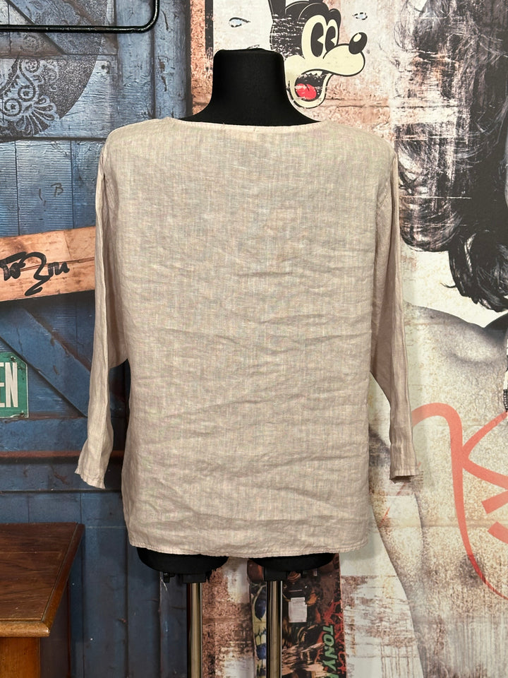 Blouse col rond 100% lin sable