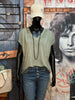 T-shirt col V lurex kaki chiné