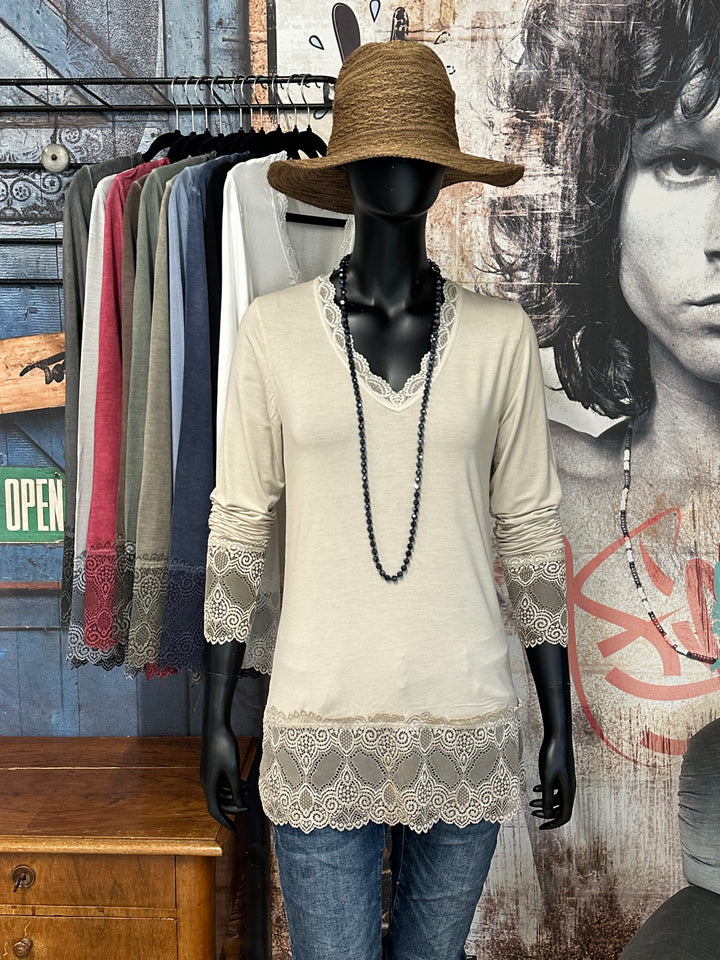 Sous-pull manches longues dentelle 36/42 MADE IN 🇮🇹