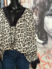 Bluse + size Viskose & Seide "Leopard" ecru/taupe