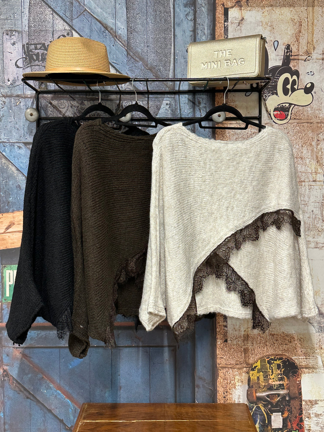 Wickelpullover aus Strick und Spitze (38/44) MADE IN 🇮🇹