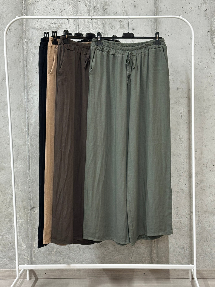 Pantalon "Timéo" taille élastique viscose &amp; lin (42/46) MADE IN ITALY