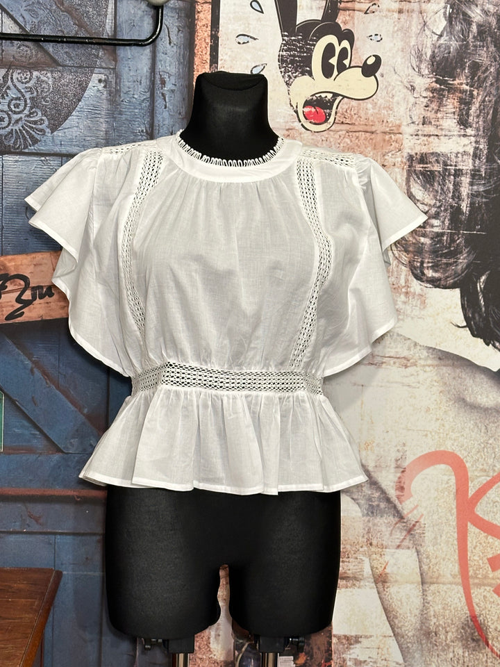Bluse aus 100% Baumwolle "romantisch" weiß