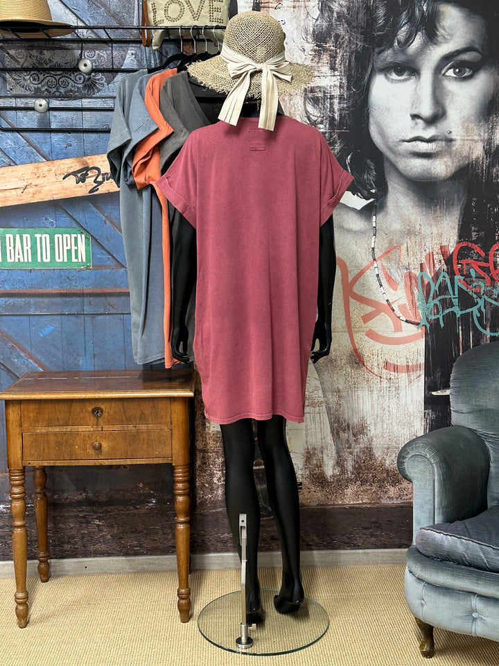 Robe t-shirt  "Chloé" unie &amp; col V (40/44) MADE IN ITALY