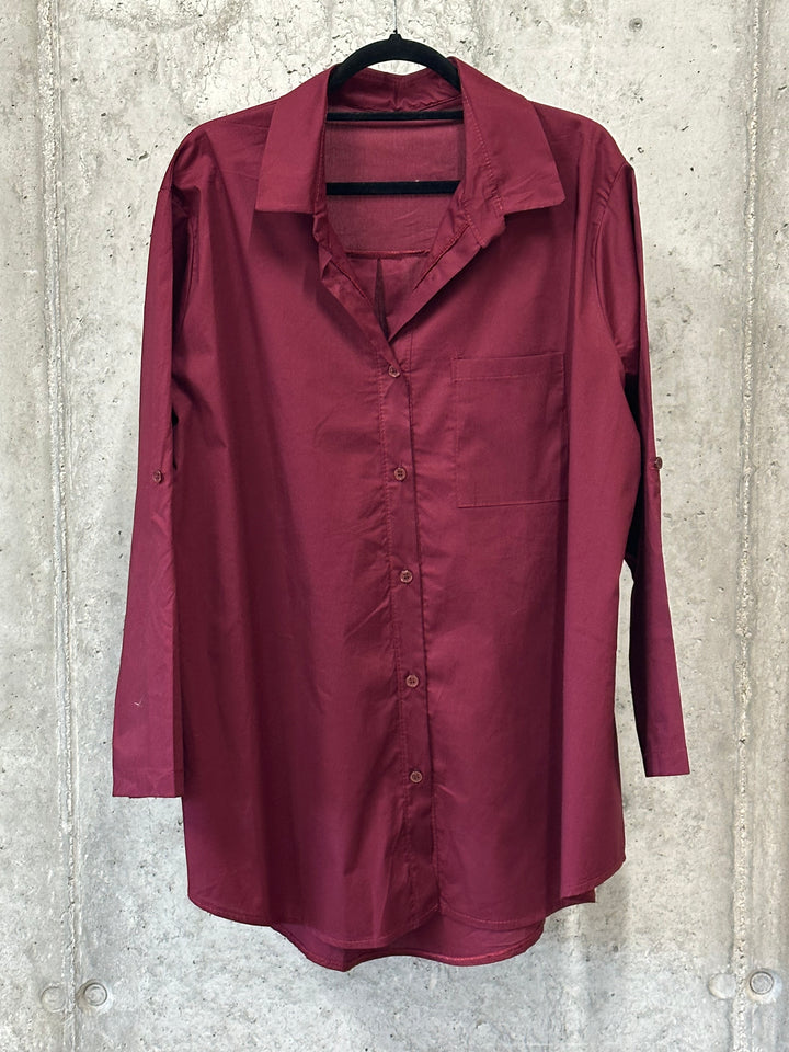 Einfarbiges langes Hemd aus 100% Baumwolle (42/46) MADE IN 🇮🇹