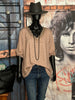 Pullover mit V-Ausschnitt Spitze + SIZE beige