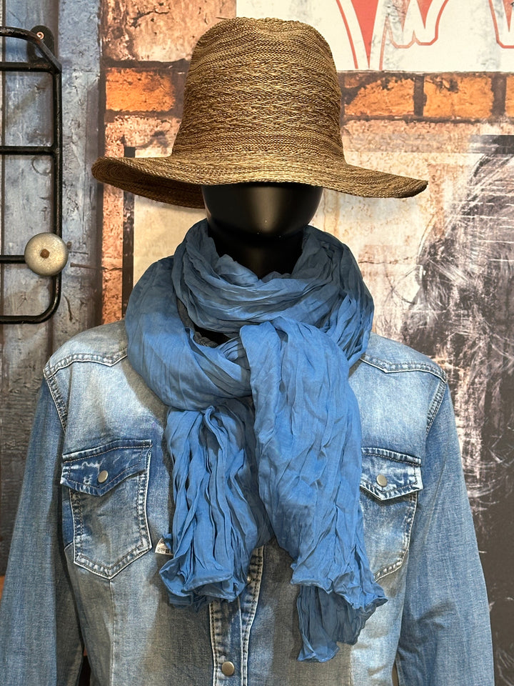 Unifarbenes Knittertuch aus 100% Baumwolle in Denimblau
