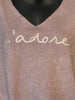 Pull "J'adore" taupe