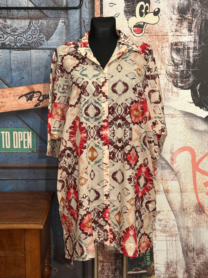Tunika + SIZE 100% Baumwolle Muster "Geometrisch Abstrakt