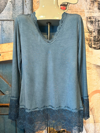 Unterziehpullover Spitze jeansblau