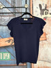 T-shirt manches froufrou bleu marine