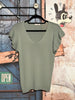 T-Shirt mit Rüschenärmeln in Khaki