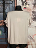 T-Shirt aus zwei Materialien in Creme