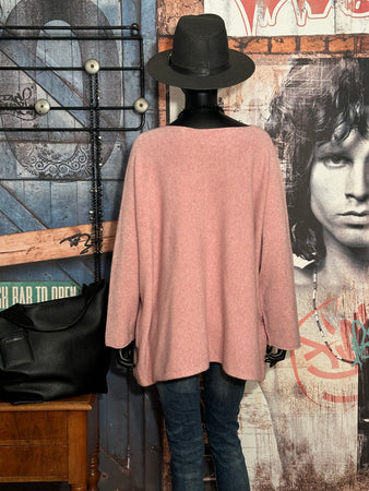 Oversize-Pullover + SIZE V-Ausschnitt rosa vintage meliert