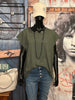 Einfarbiges T-Shirt mit Rundhalsausschnitt in dunklem Khaki