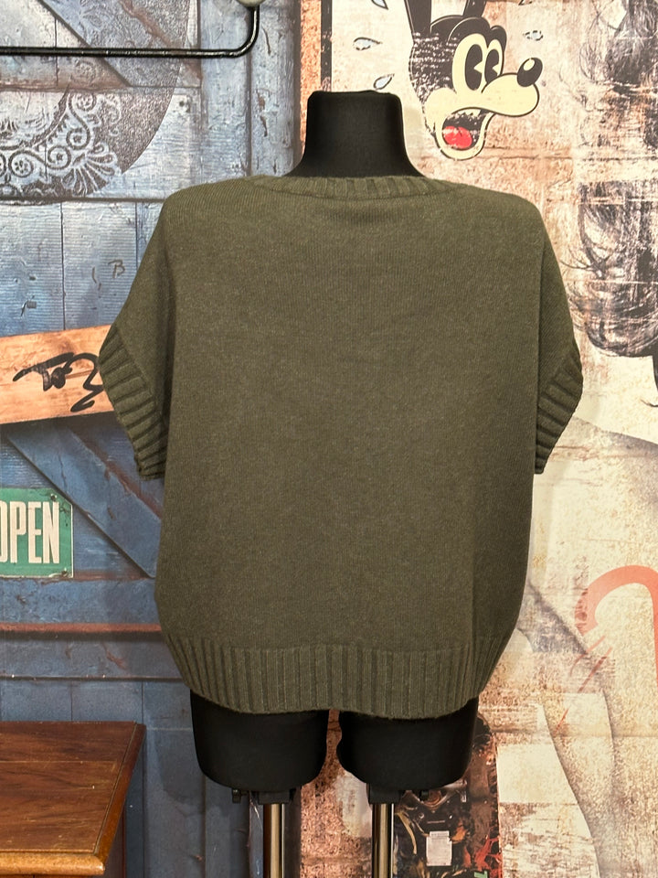 Pull sans manches & col rond kaki (38/42)