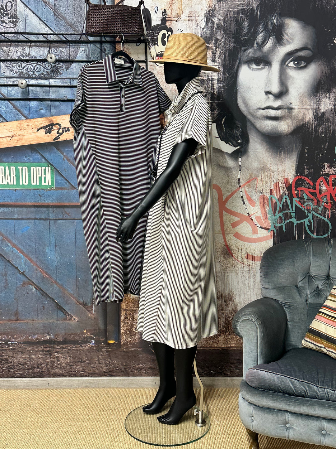 Oversize-Polo-Kleid mit Streifen (38/44)