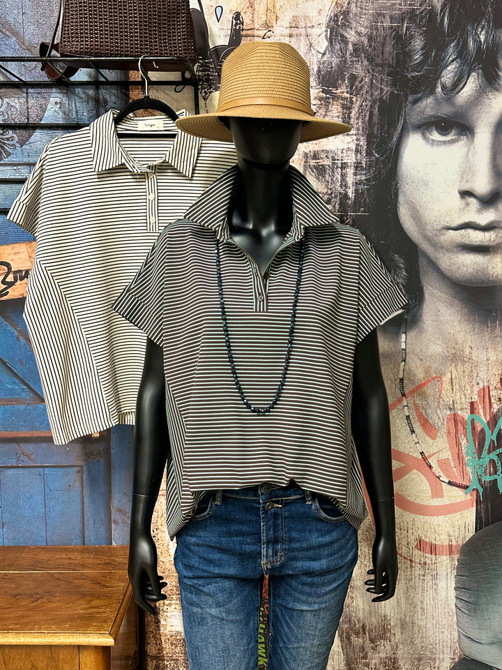 Oversize-Poloshirt mit Streifen (38/44)