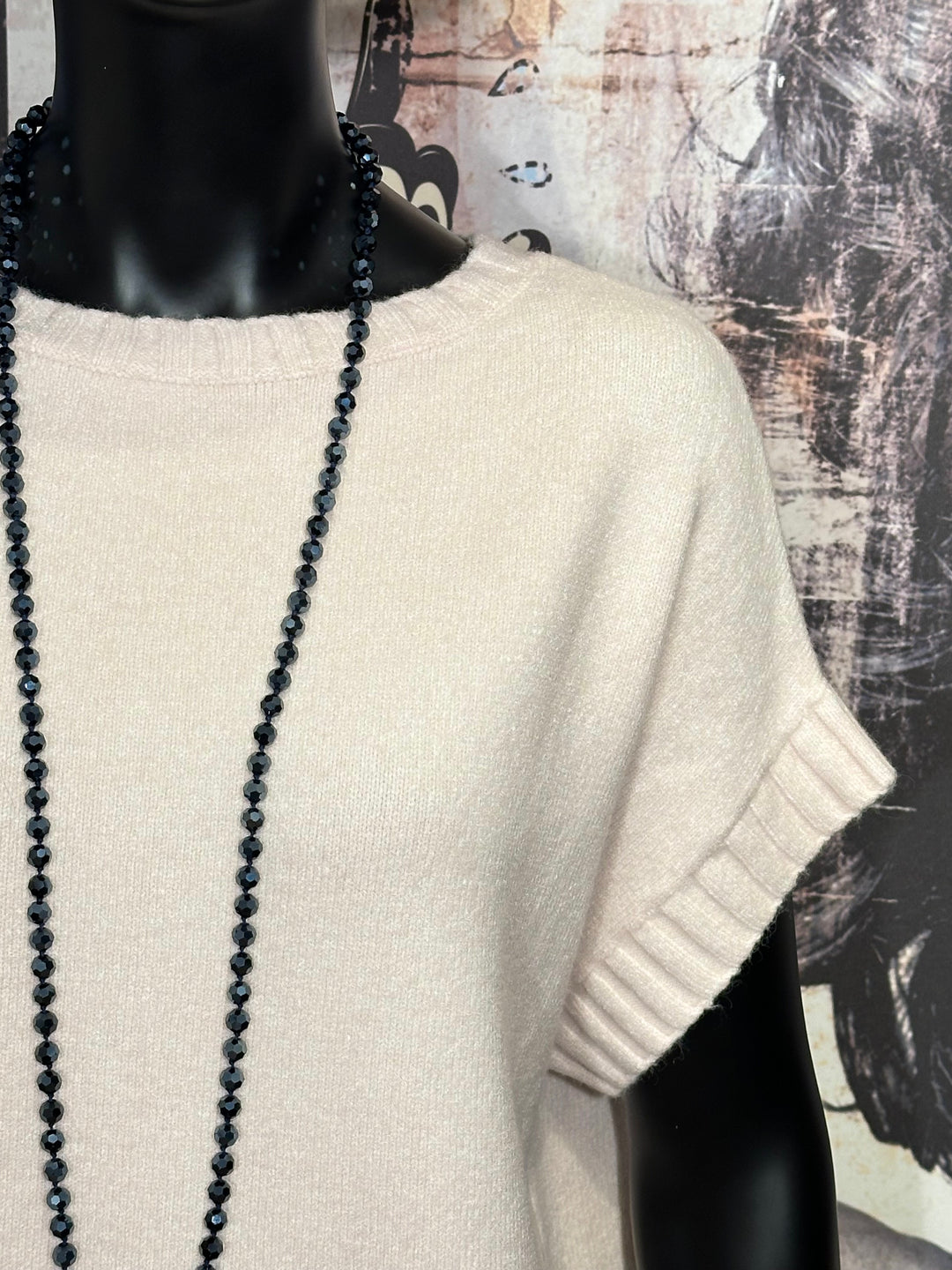 Ärmelloser Pullover & Rundhalsausschnitt ecru (38/42)