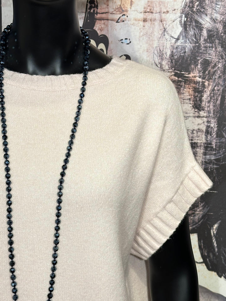 Ärmelloser Pullover & Rundhalsausschnitt ecru (38/42)