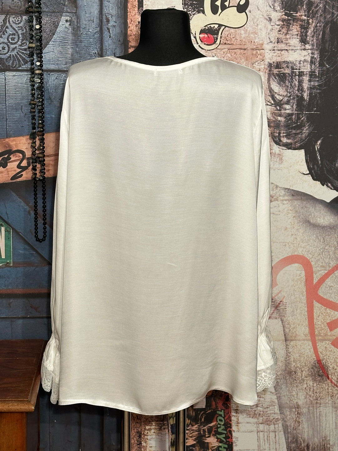 Top aus Viskose & Seide + SIZE Off-White