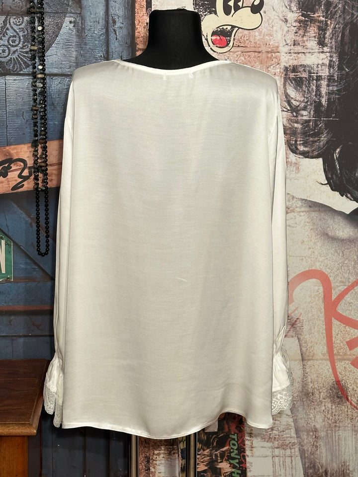 Top aus Viskose & Seide + SIZE Off-White