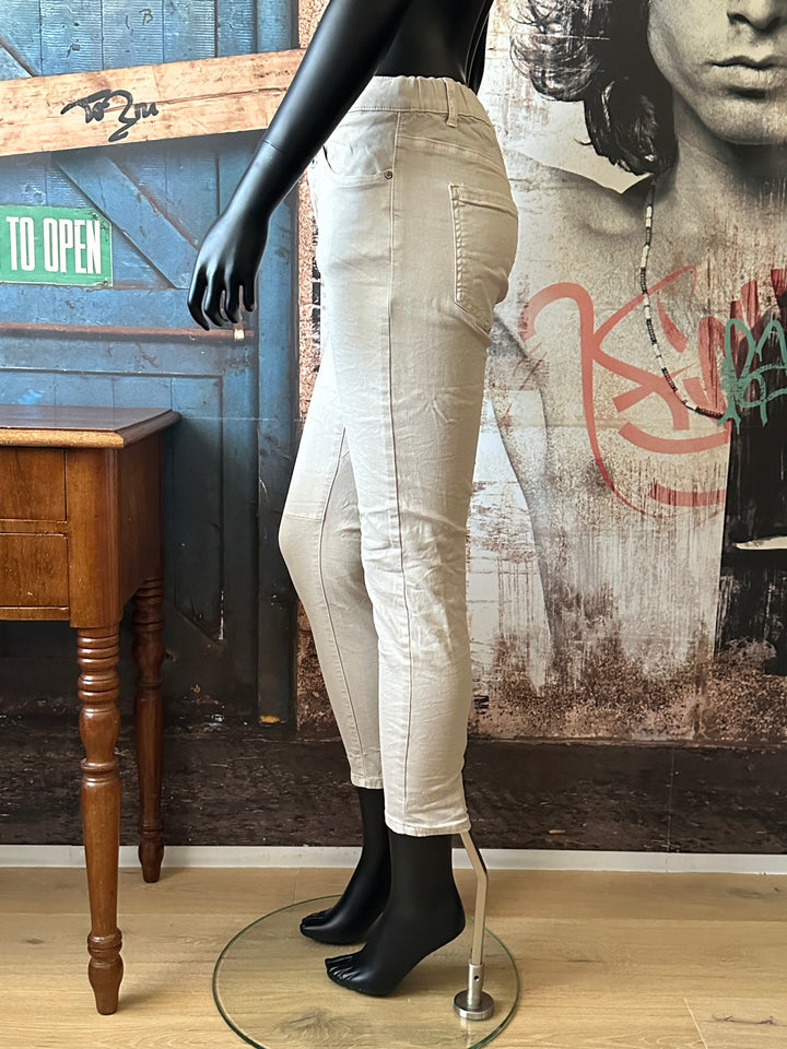 Stretch-Jeans mit elastischem Bund in beige