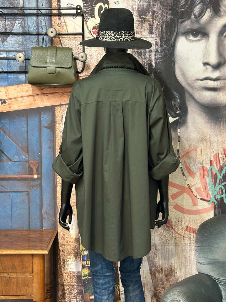 Einfarbiges langes Hemd aus 100% Baumwolle (42/46) MADE IN 🇮🇹