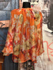 Blouse ultra fluide motif " fleur" tons orange & jaune