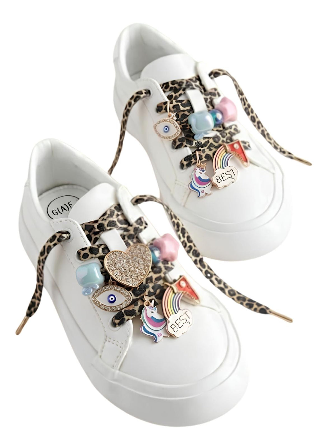 Lacets léopard &amp; charms fantaisies "coeur"