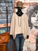 Oversize-Pullover + SIZE V-Ausschnitt beige meliert