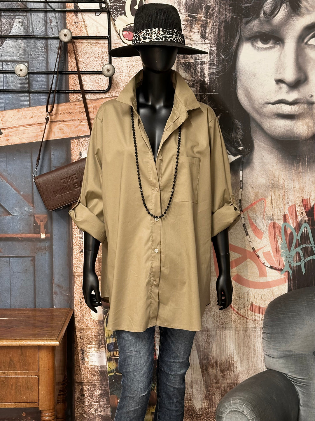 Einfarbiges langes Hemd aus 100% Baumwolle (42/46) MADE IN 🇮🇹