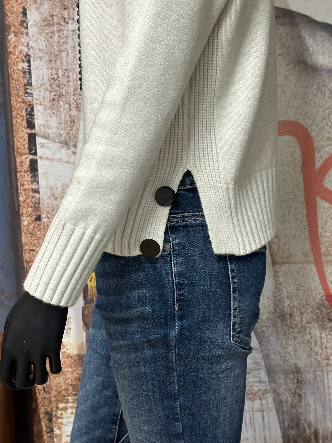 Pullover mit Schornsteinkragen & Knöpfen (36/40)