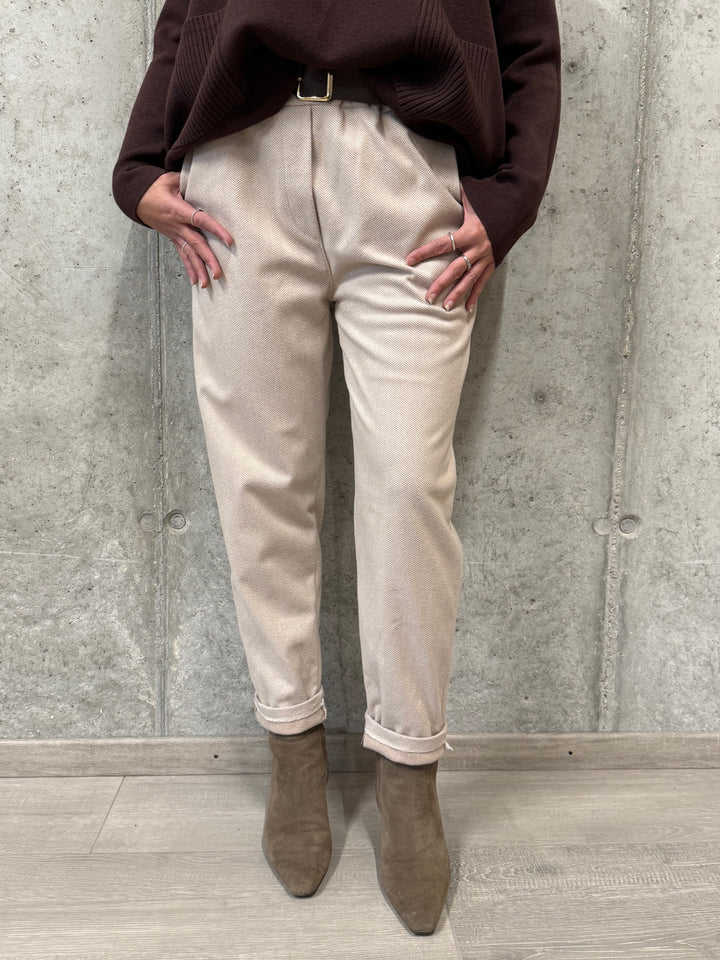 Pantalon motifs "chevrons" taille élastique  (38/40) MADE IN ITALY