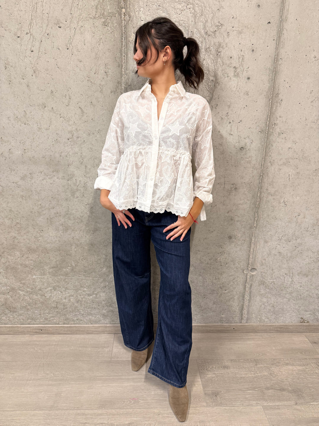 Chemisier blanc romantique « étoiles » 36/40