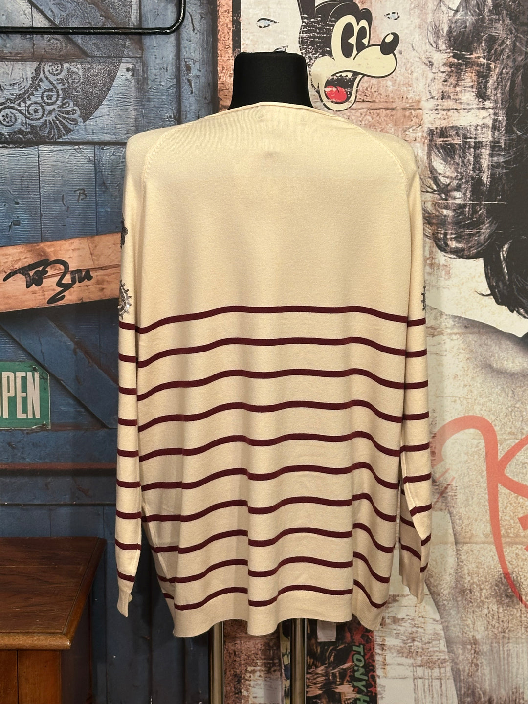 Pull marinière + size beige & bordeaux (44/48)