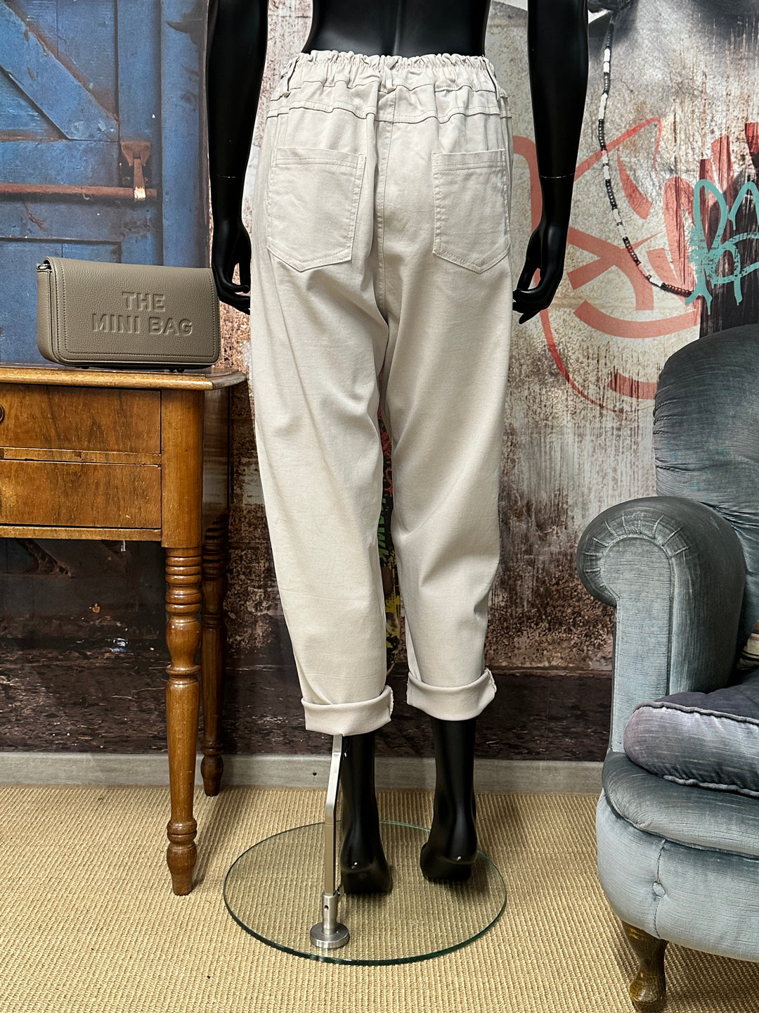 Pantalon Mom fit beige (40/44) MADE IN ITALY