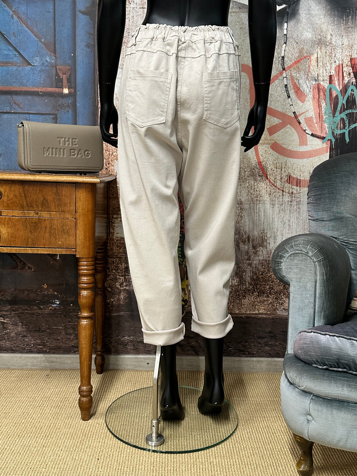 Pantalon Mom fit beige (40/44) MADE IN ITALY