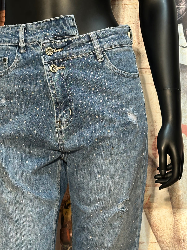 Jeans MOM "strass" medium blue used