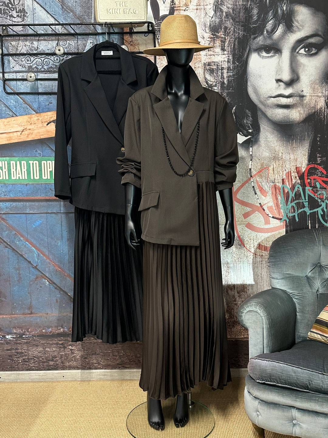 Langes Plisseekleid mit Blazer (44/48) MADE IN 🇮🇹