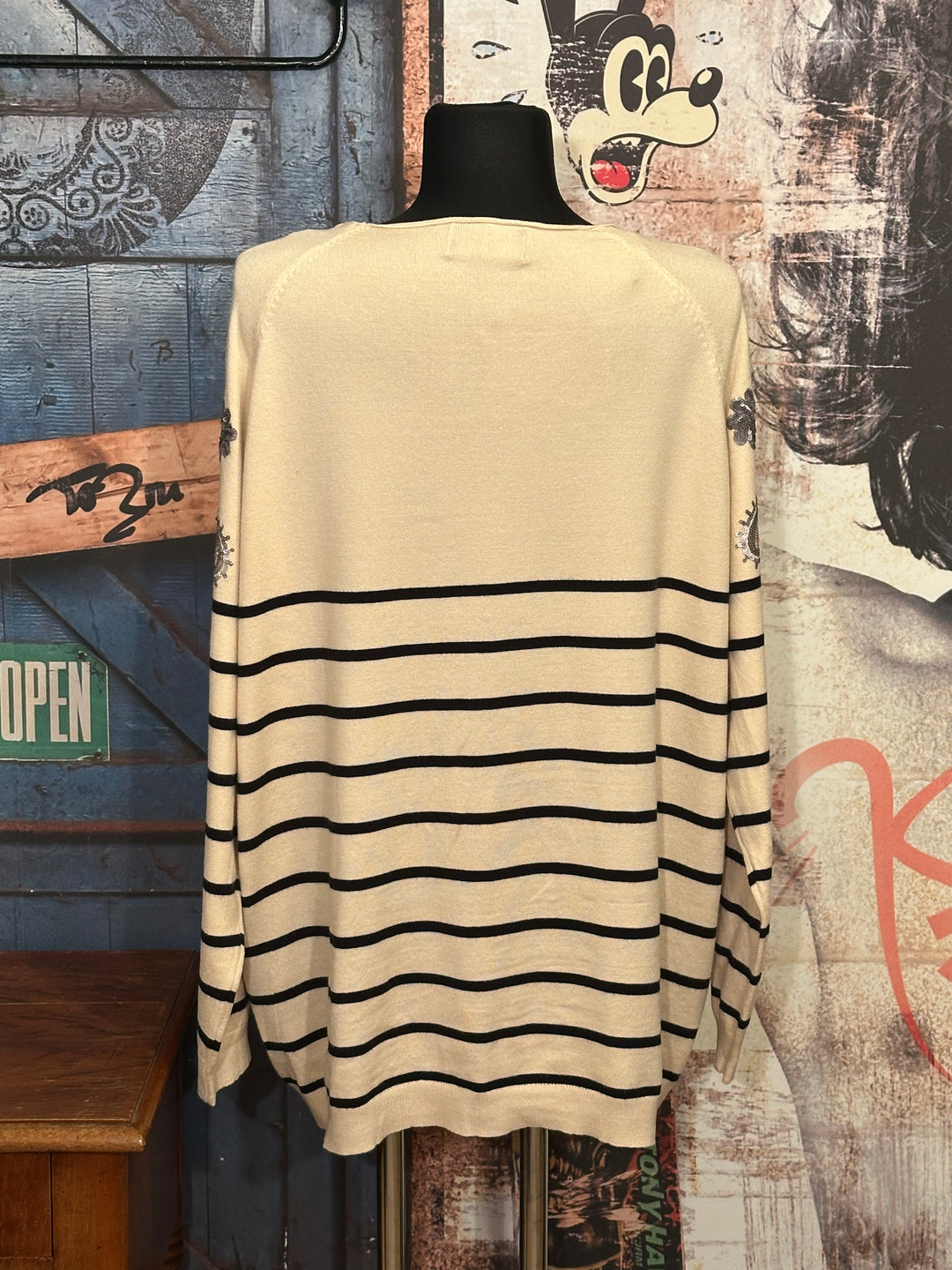 Pull marinière + size beige & noir (44/48)
