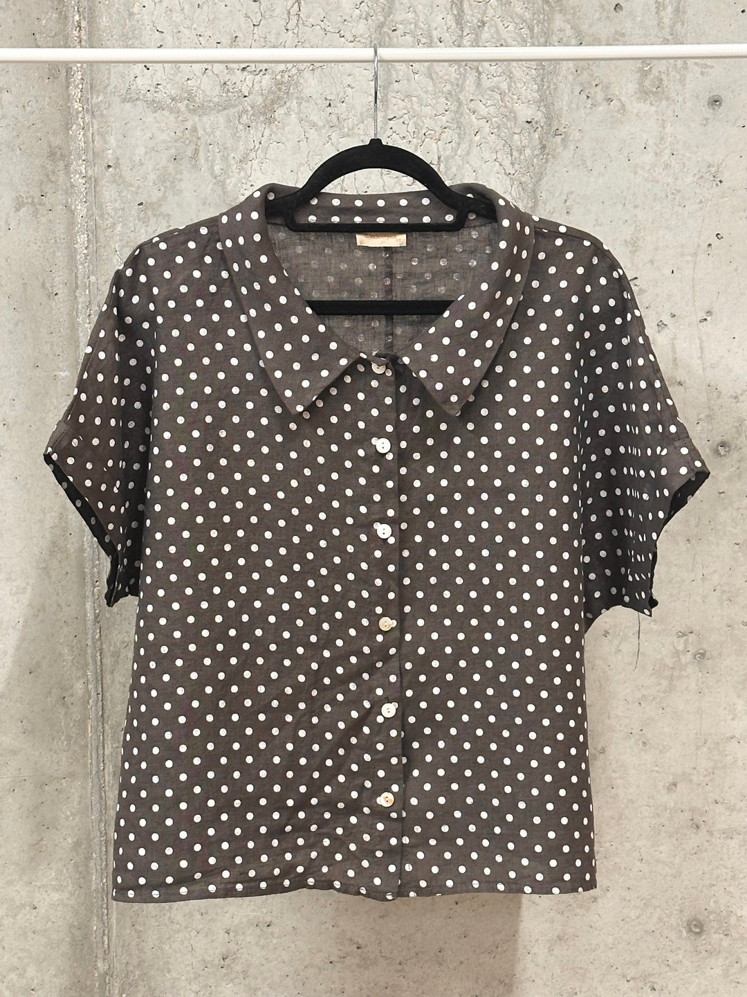 Chemisier à pois "Angèle" style "rétro"  100% lin (38/42) MADE IN ITALY
