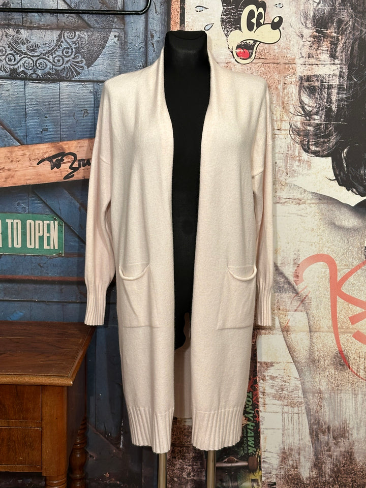 Cardigan uni long crème (36/40)