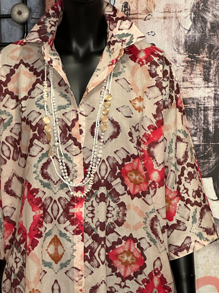 Tunika + SIZE 100% Baumwolle Muster "Geometrisch Abstrakt